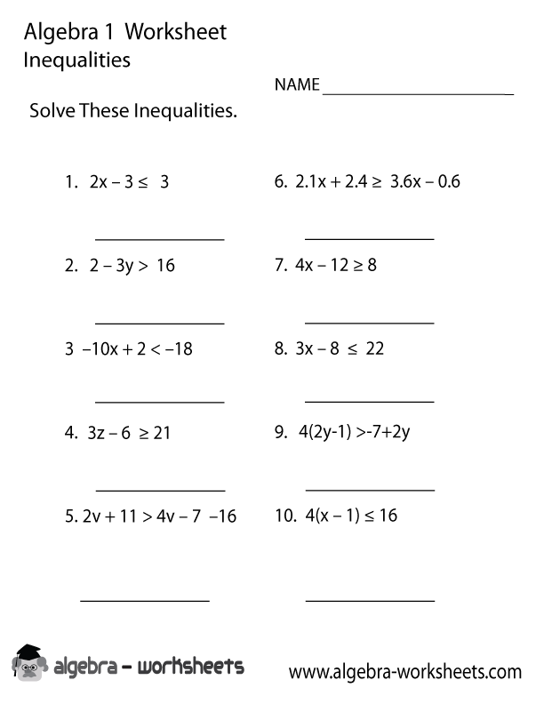 Algebra Worksheets