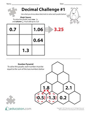 Subtracting Decimals Worksheet With Answers