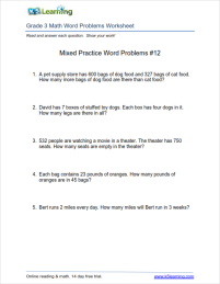 Third Grade Addition Word Problems For Grade 3