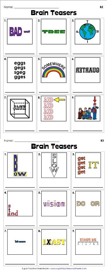 Rebus Puzzles Super Teacher Worksheets