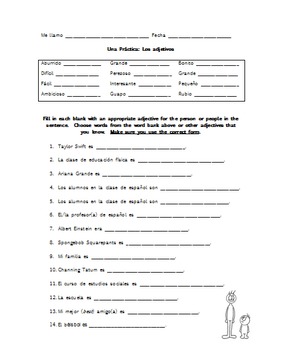 Adjectives Worksheets With Answers