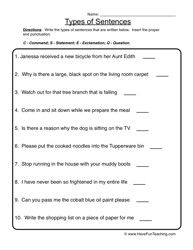 Four Types Of Sentences Worksheets Pdf