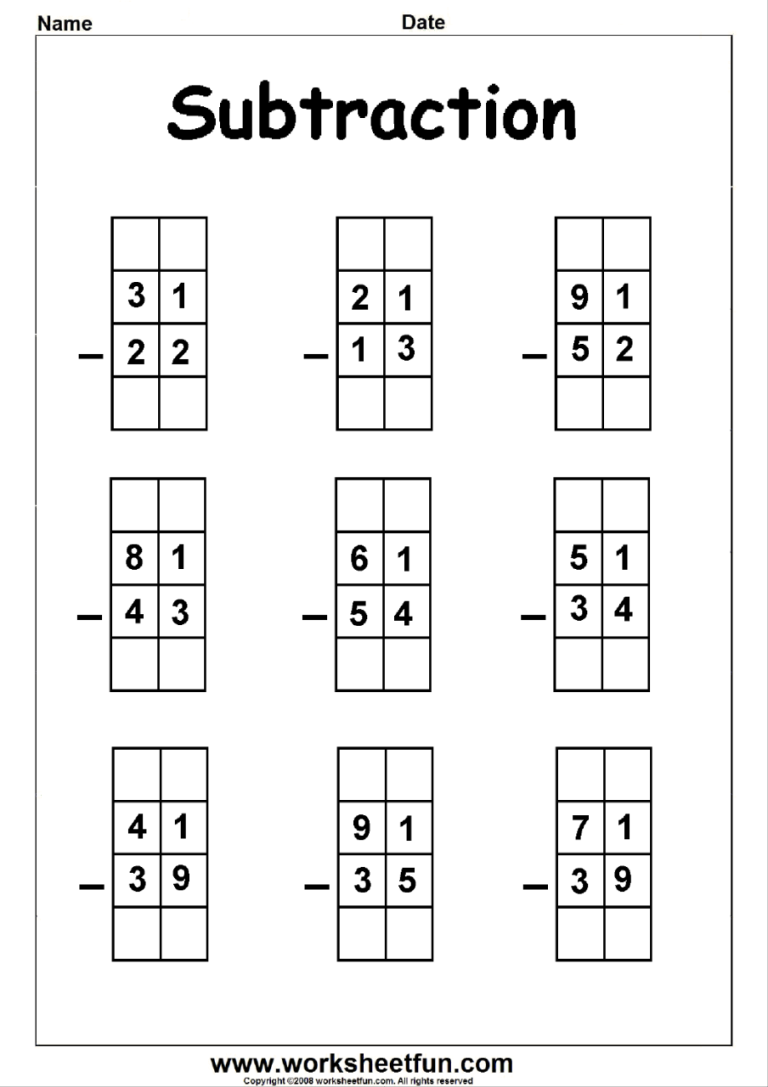 Math Worksheets For Grade 2 Subtraction With Regrouping