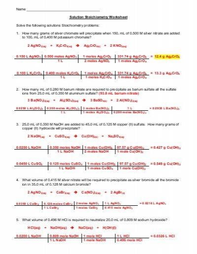 Gas Stoichiometry Worksheet With Solutions