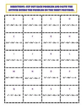 Answer Key Factoring By Grouping Worksheet