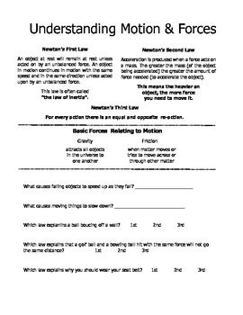 Forces And Motion Worksheet Answers