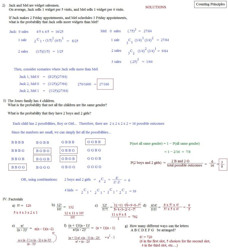 Fundamental Counting Principle Worksheet