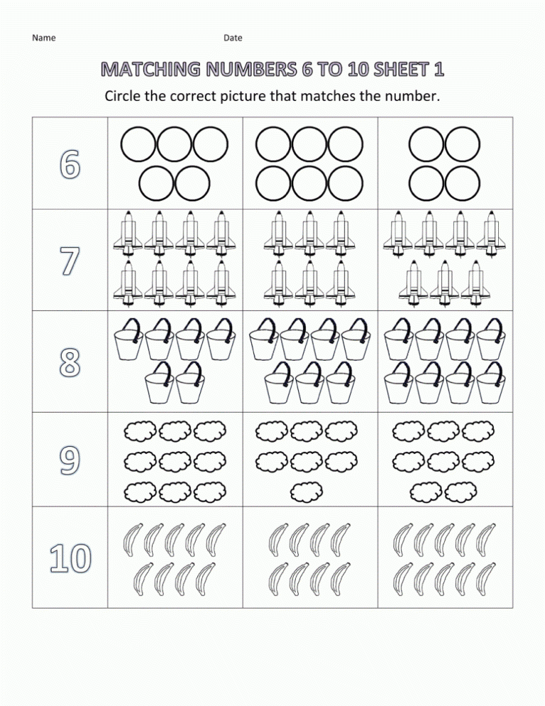 Free Pre K Math Worksheets