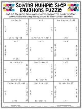 Answer Key Solving Multi Step Equations Worksheet Answers