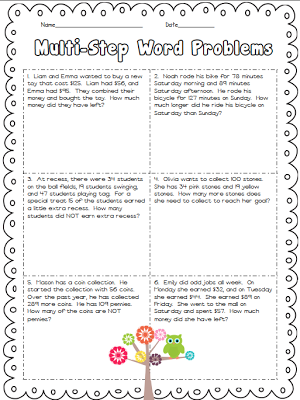 Two Step Addition And Subtraction Word Problems 2nd Grade