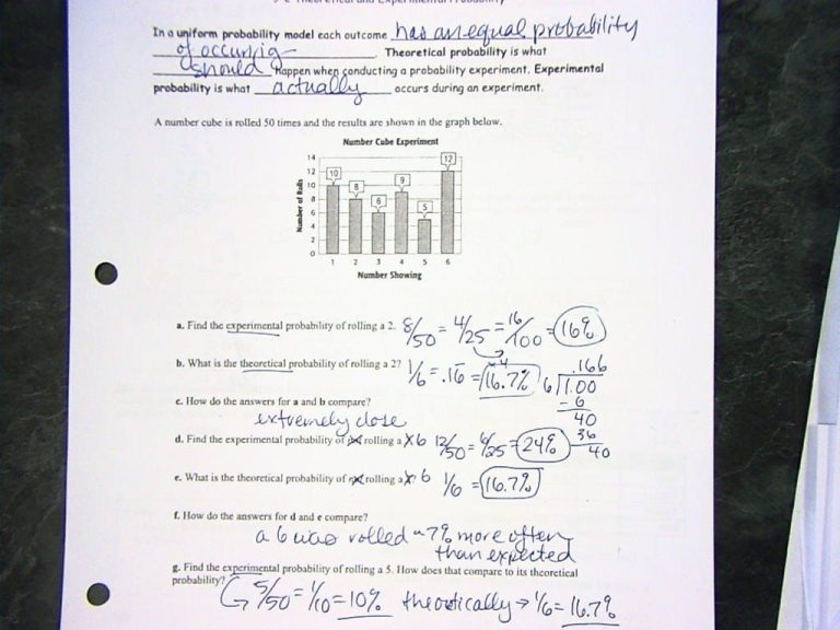 Experimental Probability Worksheet Answers