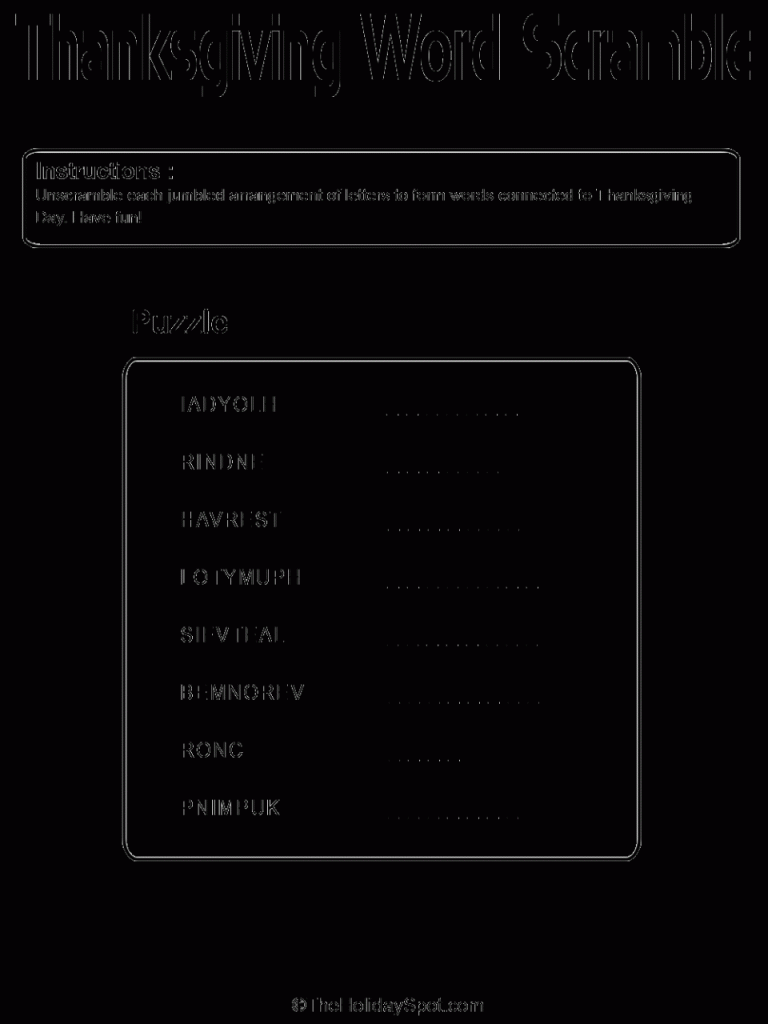 Word Scramble Worksheet With Answers