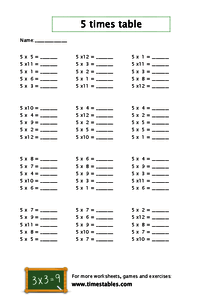 Printable Times Table Test