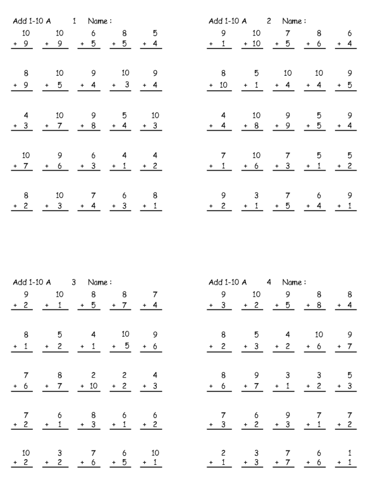 Grade 1 Printable Math Worksheets For 1st Grade