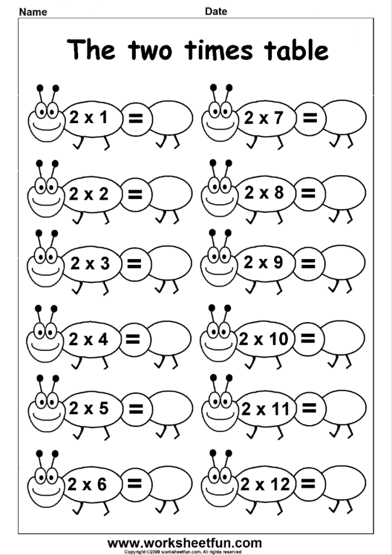 Free Printable 3 Times Tables Worksheets