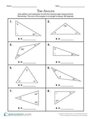 Finding Missing Angles In Triangles Worksheet Pdf