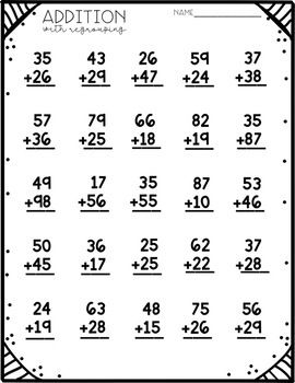 Two Digit Addition With Regrouping