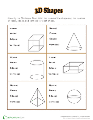 Printable 3d Shapes Worksheets For Grade 3