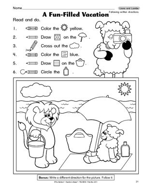 Following Directions Worksheet