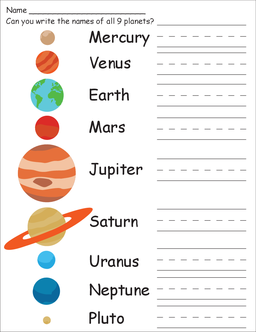 Planets Worksheets Kindergarten