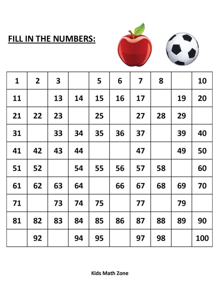 Numbers Worksheet 1-100 Pdf