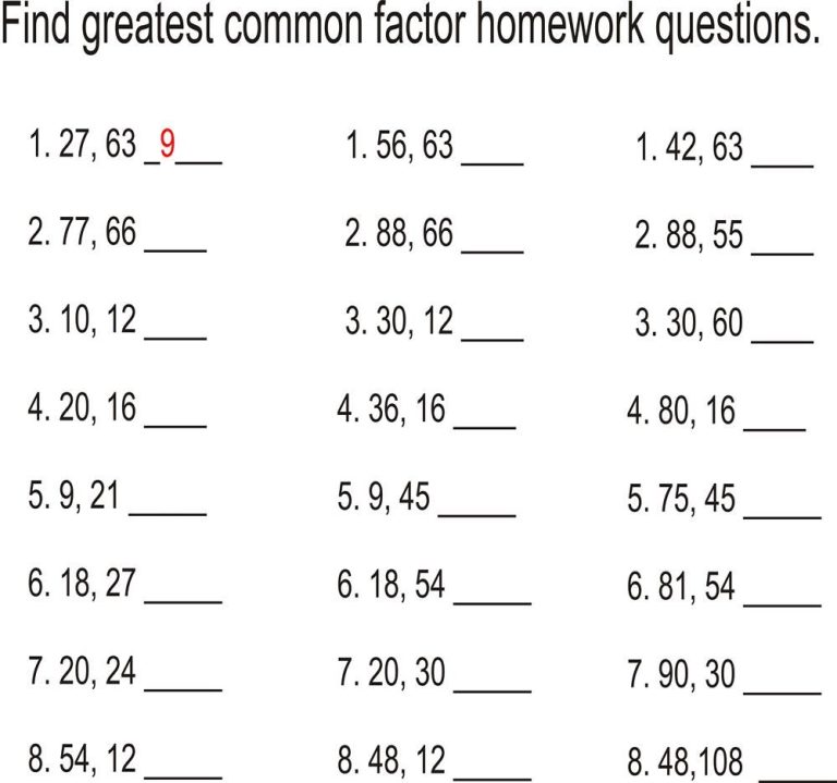 Gcf Worksheets 3 Numbers