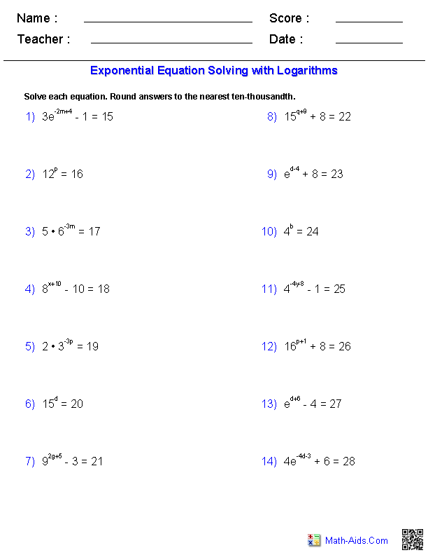 Algebra 2 Worksheets Pdf