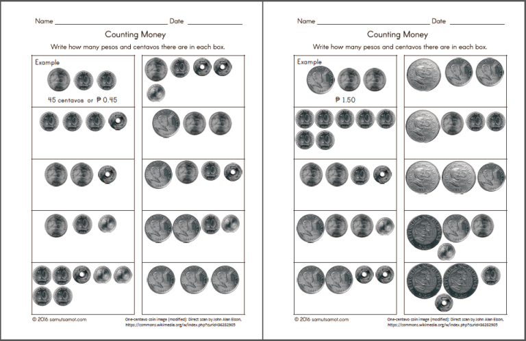 Identifying Philippine Money Worksheets For Kindergarten