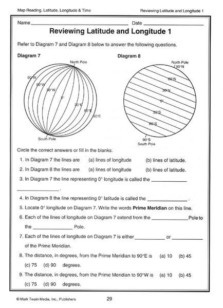 Printable Latitude And Longitude Worksheets 7th Grade