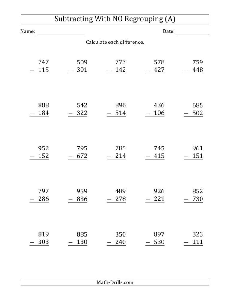 Addition And Subtraction Worksheets With Regrouping