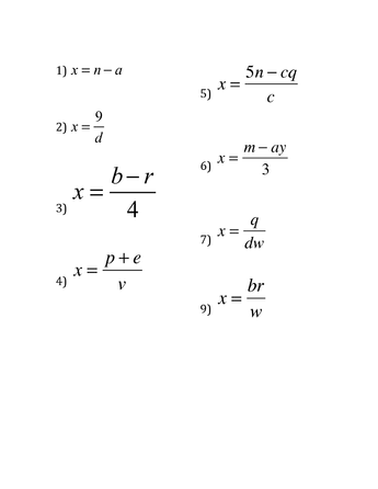 Literal Equations Worksheet Answers With Work