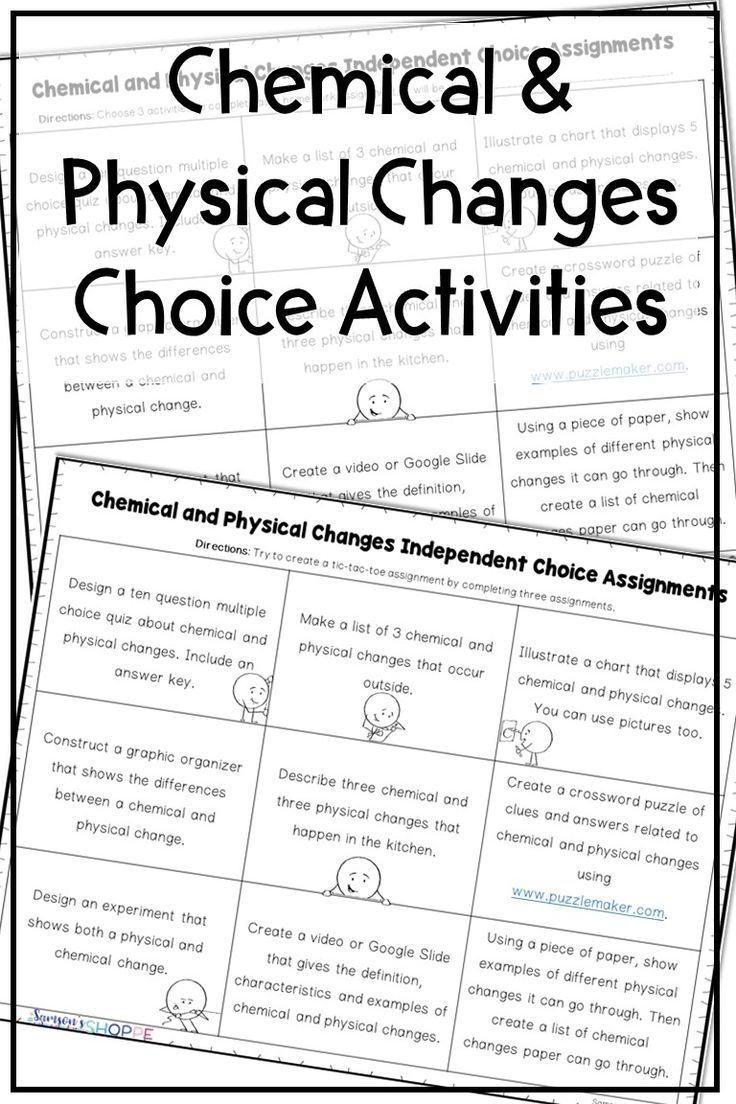 Physical And Chemical Changes Worksheet 7th Grade