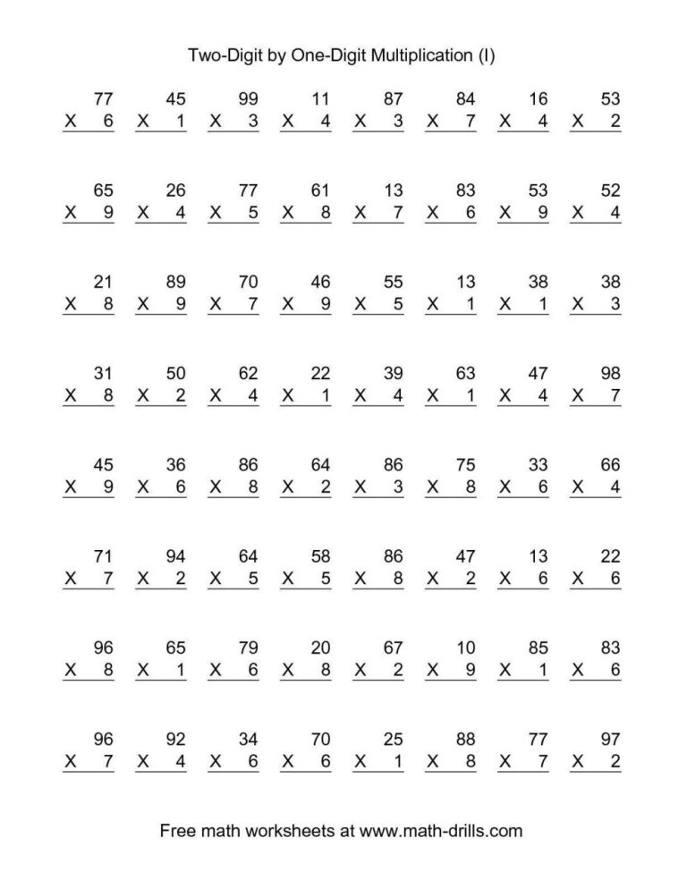 Math Drills Multiplication By 6