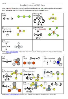 Lewis Dot Structure Worksheet Answer Key