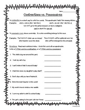 Possessive Apostrophe Worksheet