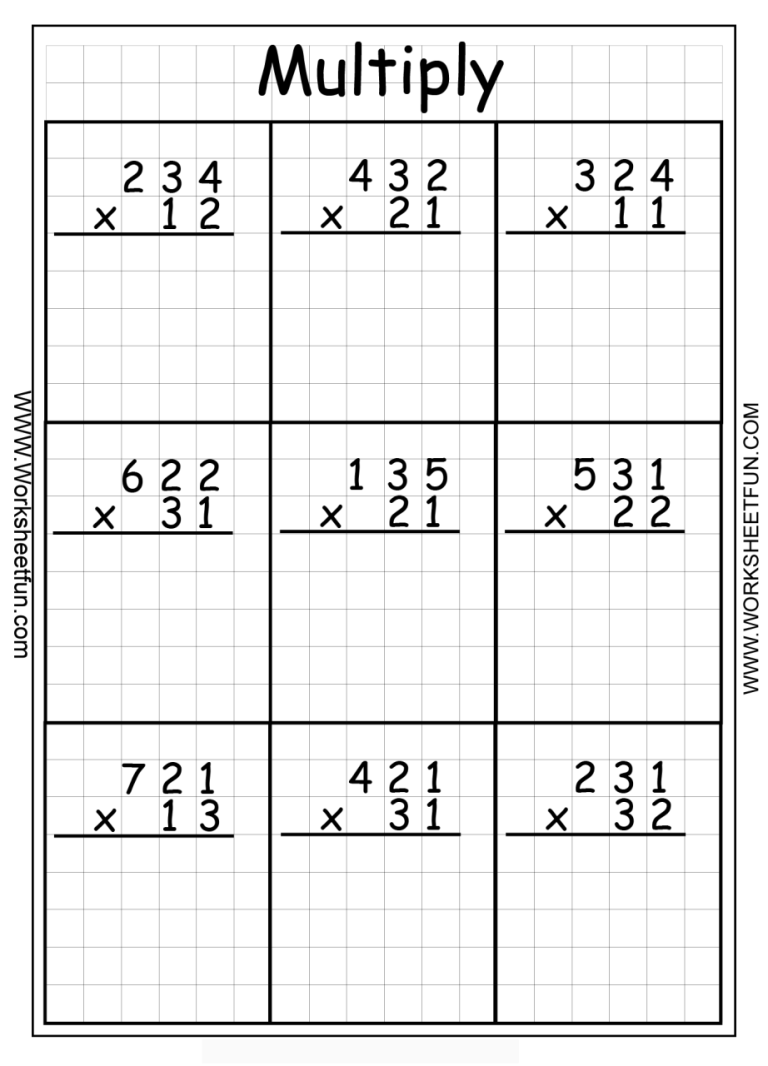 2 Digit By 2 Digit Multiplication With Grid