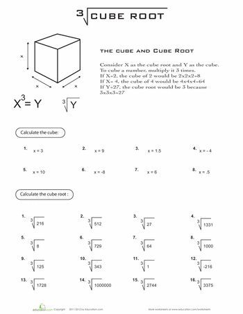 Solving Square Root And Cube Root Equations Worksheet