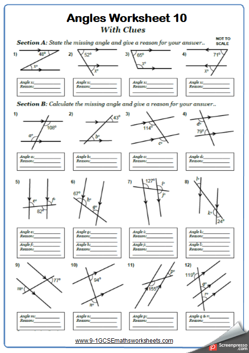 Geometry Worksheets Grade 9