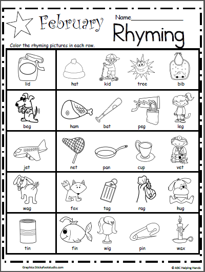 Rhyming Worksheets For Kids