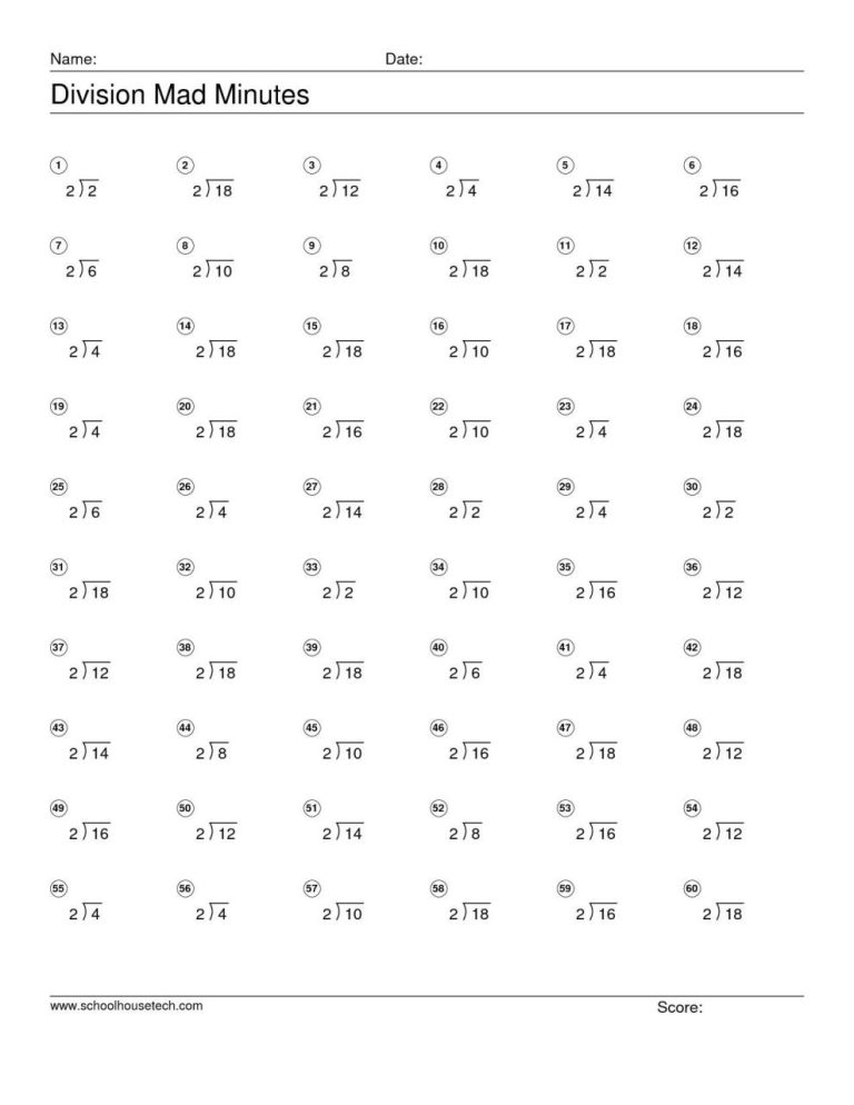 Division For Class 4 Worksheet