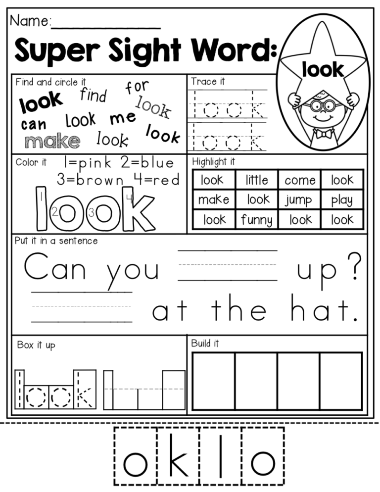 Free Printable Sight Words Worksheets For Kindergarten