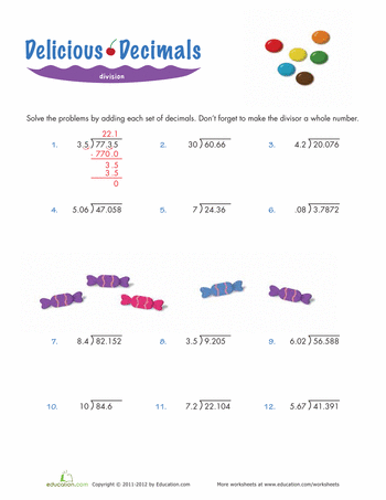 Dividing Decimals Worksheet 5th Grade Pdf