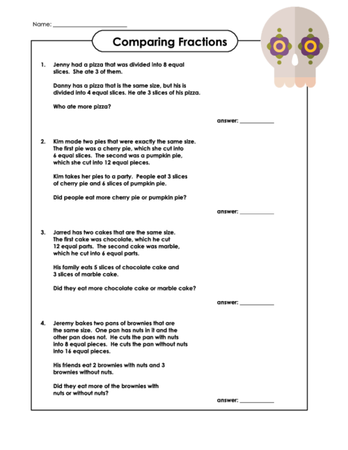 Simple Fraction Word Problems Worksheets