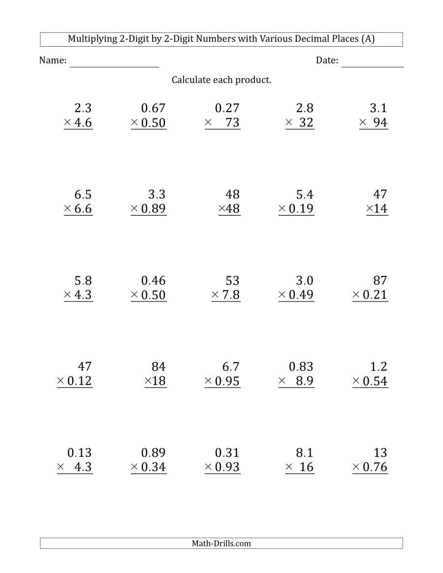 Decimal Division Questions For Class 4