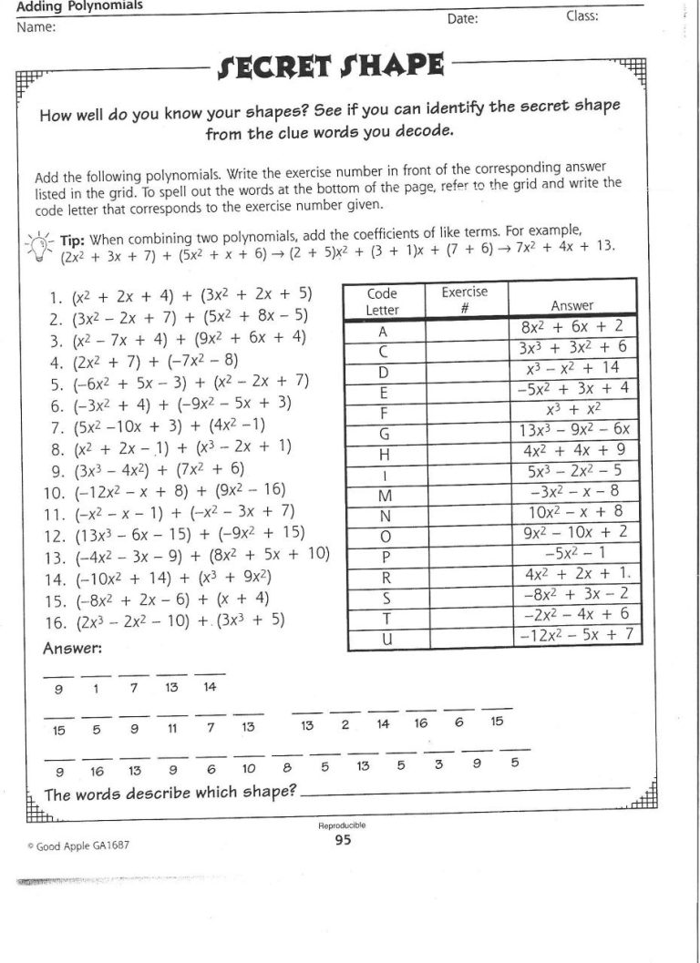 Multiplying And Dividing Polynomials Worksheet Doc