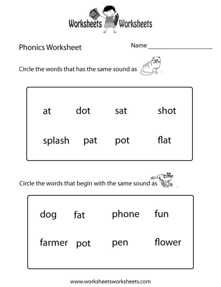 Kindergarten Phonics Worksheets Free