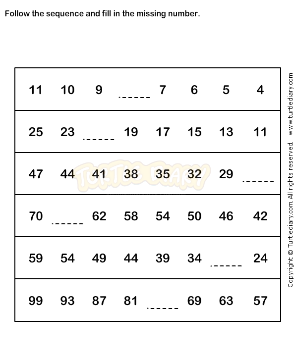 Number Patterns Worksheets Pdf