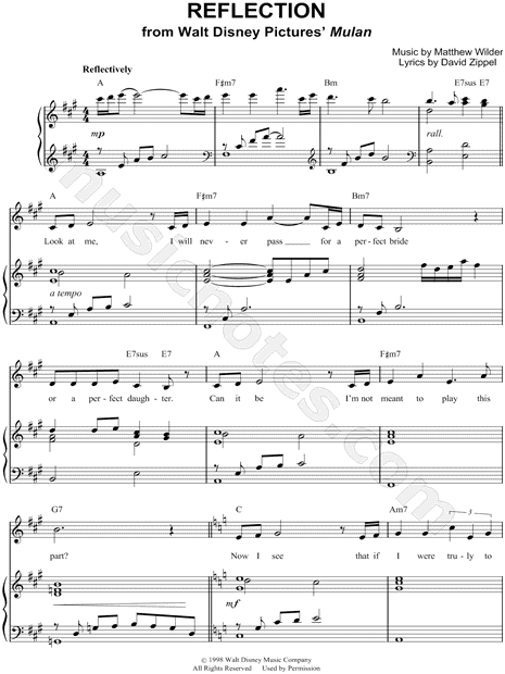 Reflection Sheet Music Pdf