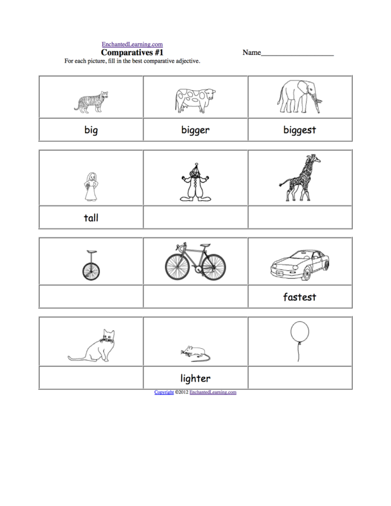 Comparative Worksheet