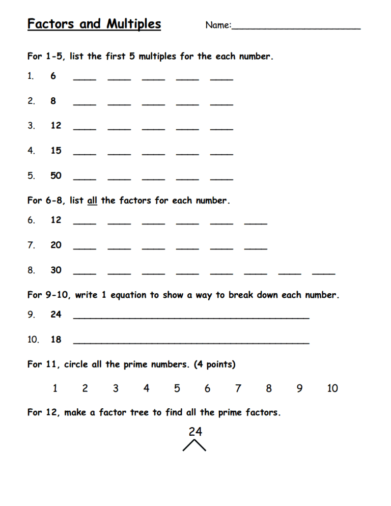 Grade 8 Prime Factorization Worksheets Pdf With Answers